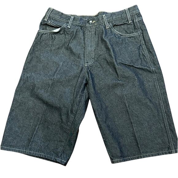 Dickies Mens Size 36 x 14 Black Denim Oversized Carpenter Jean Shorts Cotton - Picture 1 of 6
